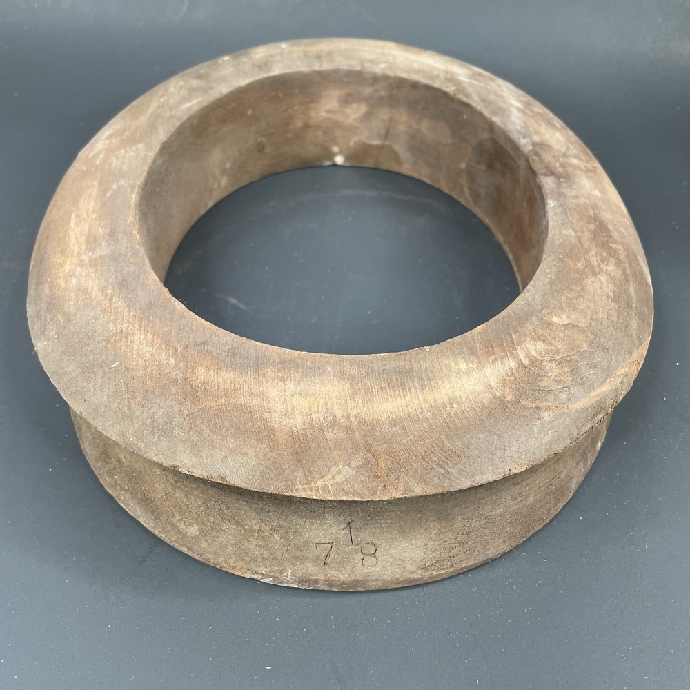 Antique Unmarked Wood Hat Block Millinery Hatters Brim Mold Form 7 1/8 2 1/2